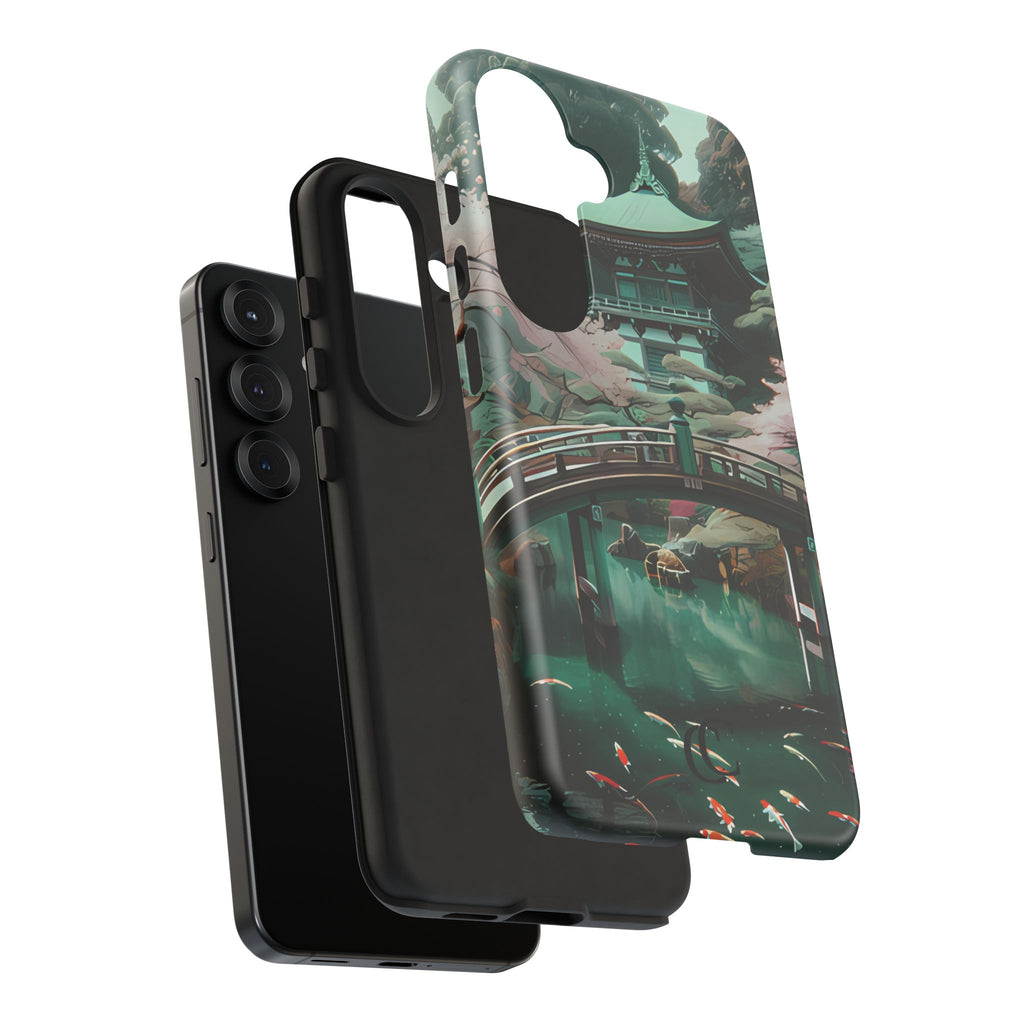 Nature-Inspired Phone Case, Aesthetic Phone Cover, Floral Case, Koi Pond Design, Gift for Nature Lovers