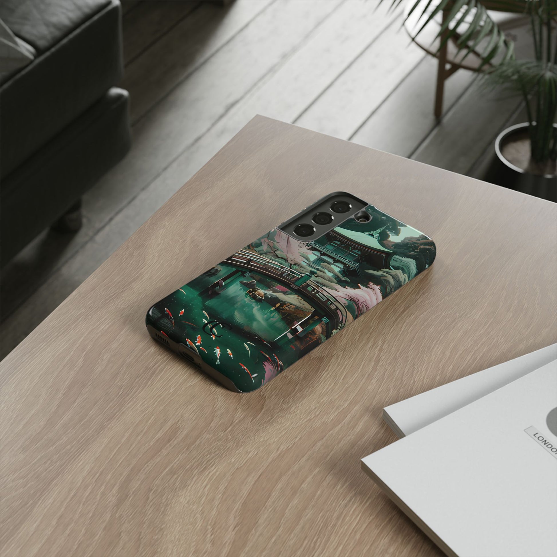 Nature-Inspired Phone Case, Aesthetic Phone Cover, Floral Case, Koi Pond Design, Gift for Nature Lovers