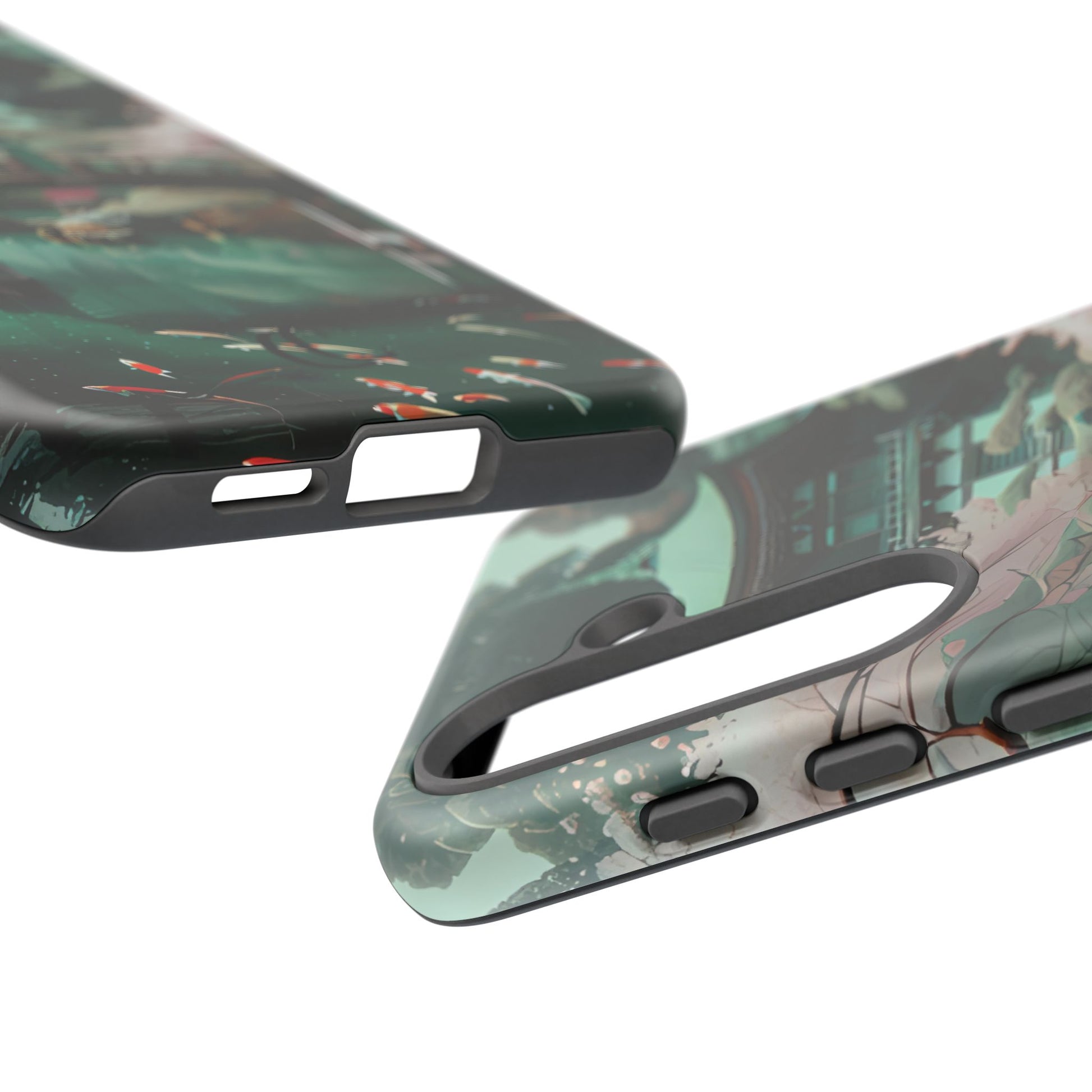 Nature-Inspired Phone Case, Aesthetic Phone Cover, Floral Case, Koi Pond Design, Gift for Nature Lovers