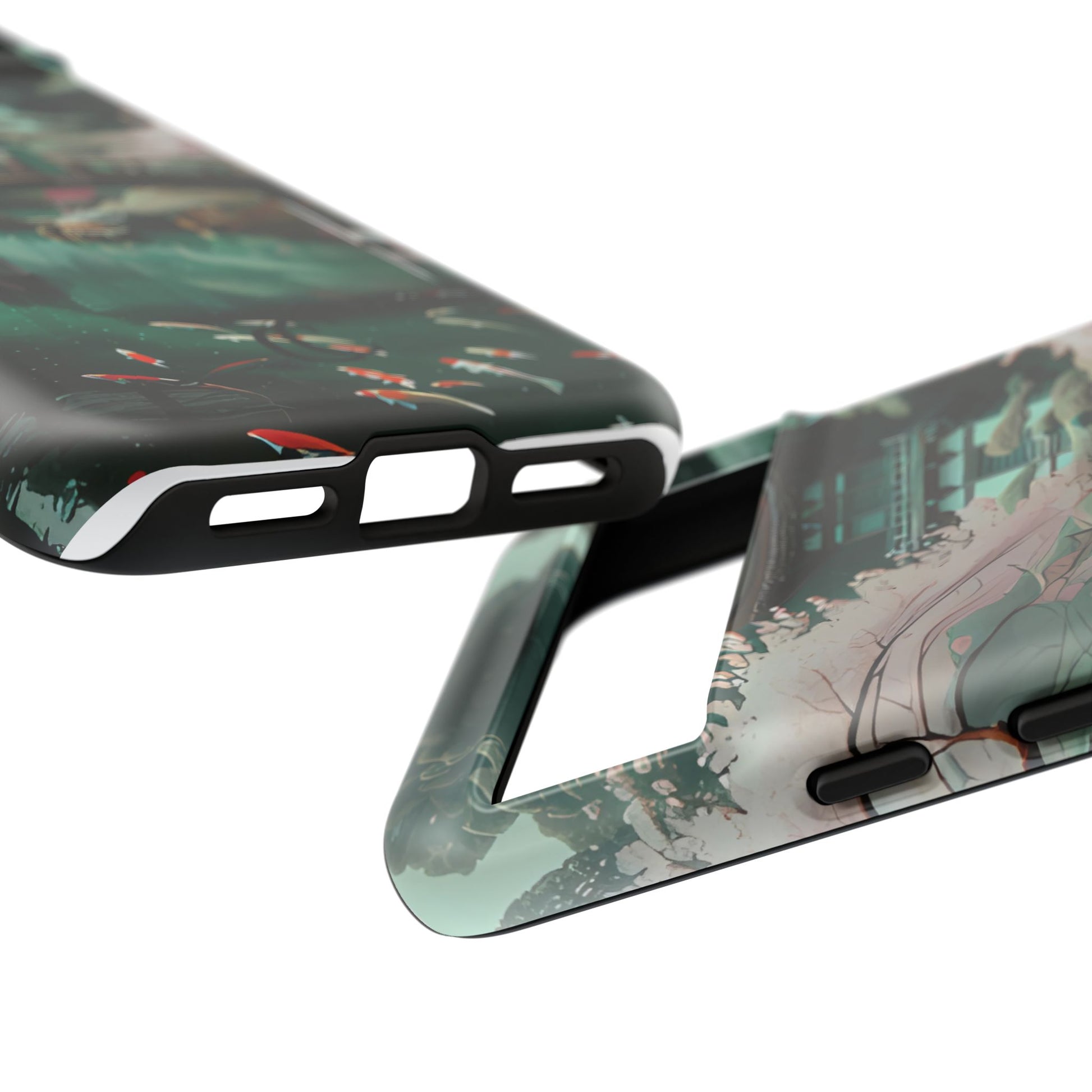Nature-Inspired Phone Case, Aesthetic Phone Cover, Floral Case, Koi Pond Design, Gift for Nature Lovers