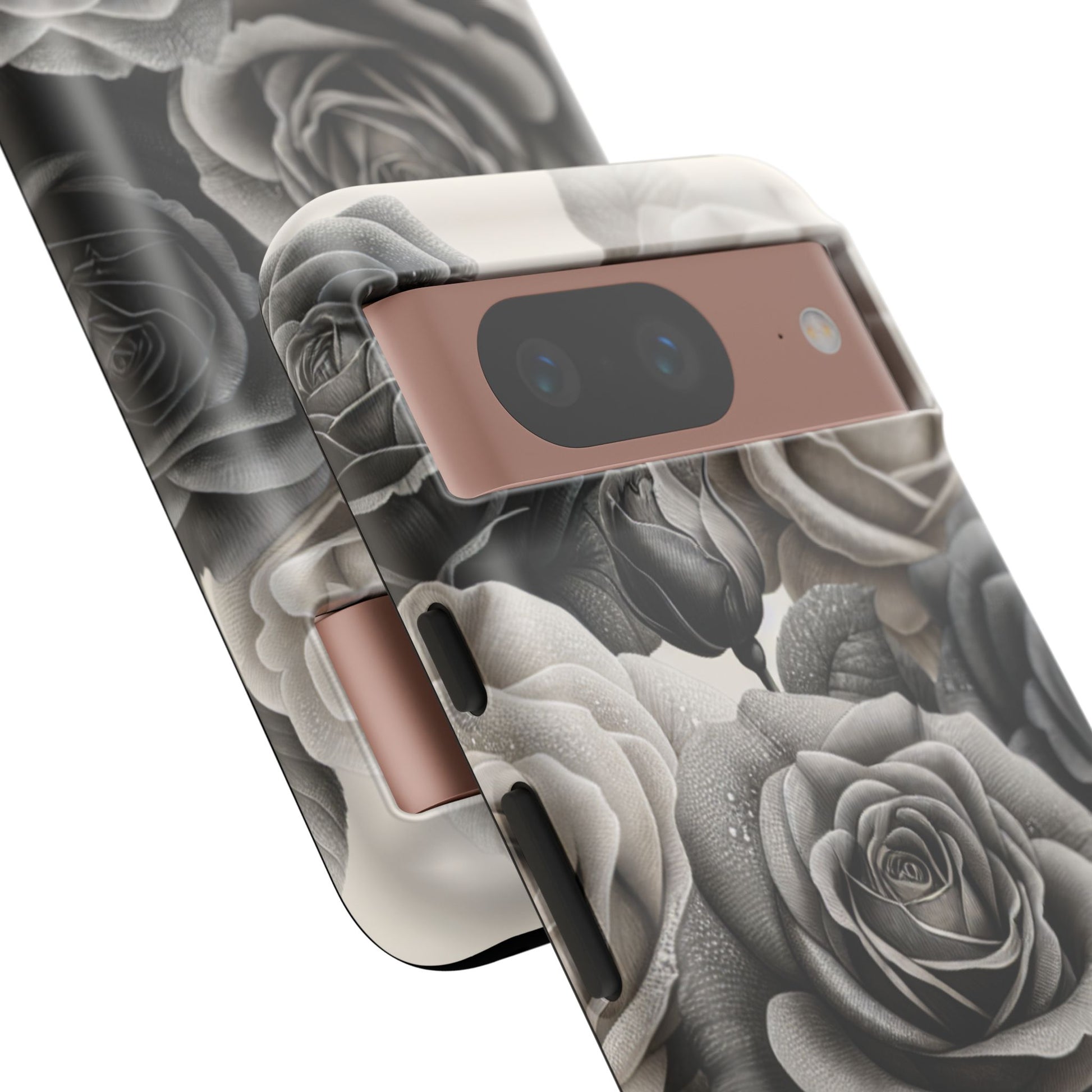 Elegant Floral Phone Case | Tough Cases with Black and White Roses | Stylish Gift for Her, Google Pixel Case, Vintage Design