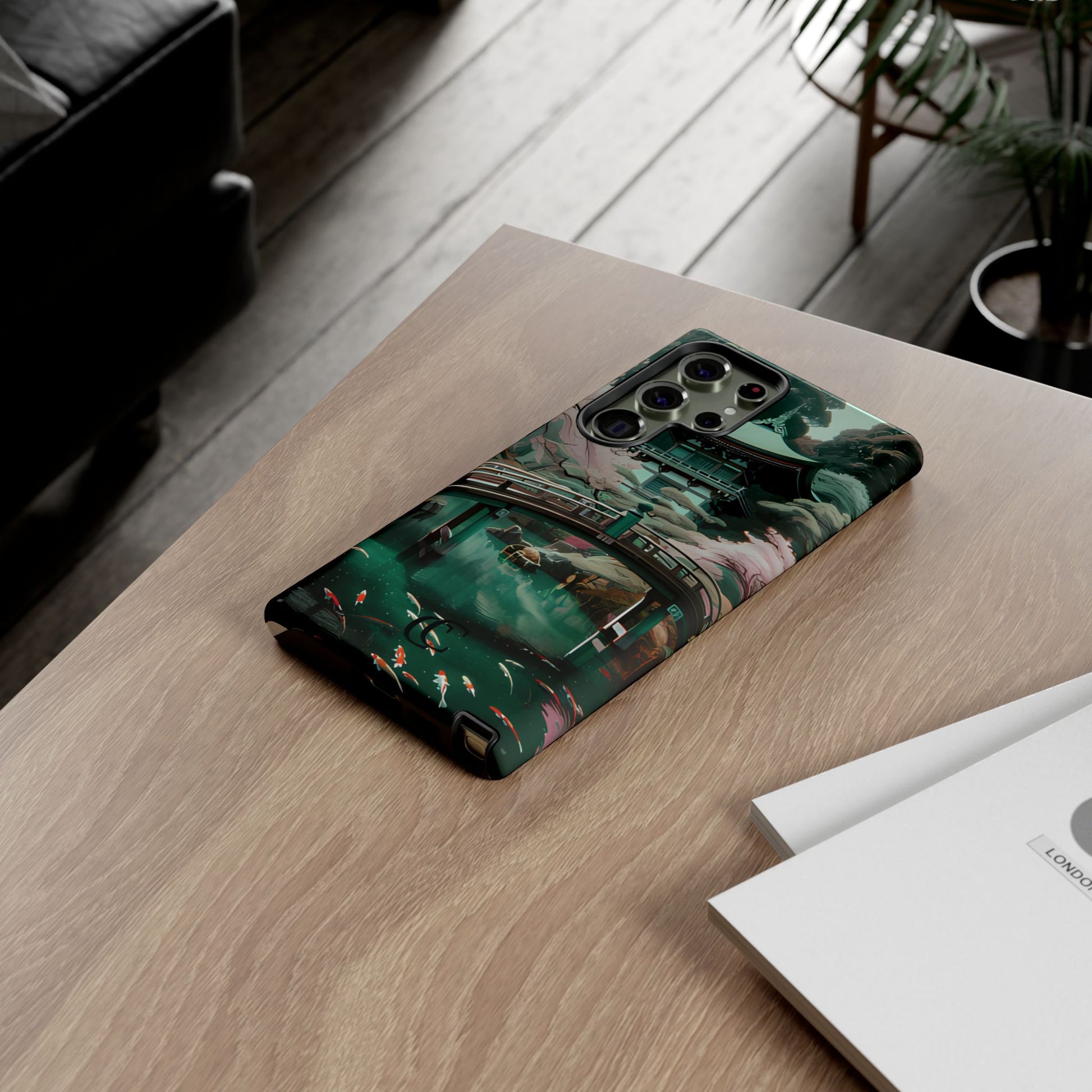 Nature-Inspired Phone Case, Aesthetic Phone Cover, Floral Case, Koi Pond Design, Gift for Nature Lovers