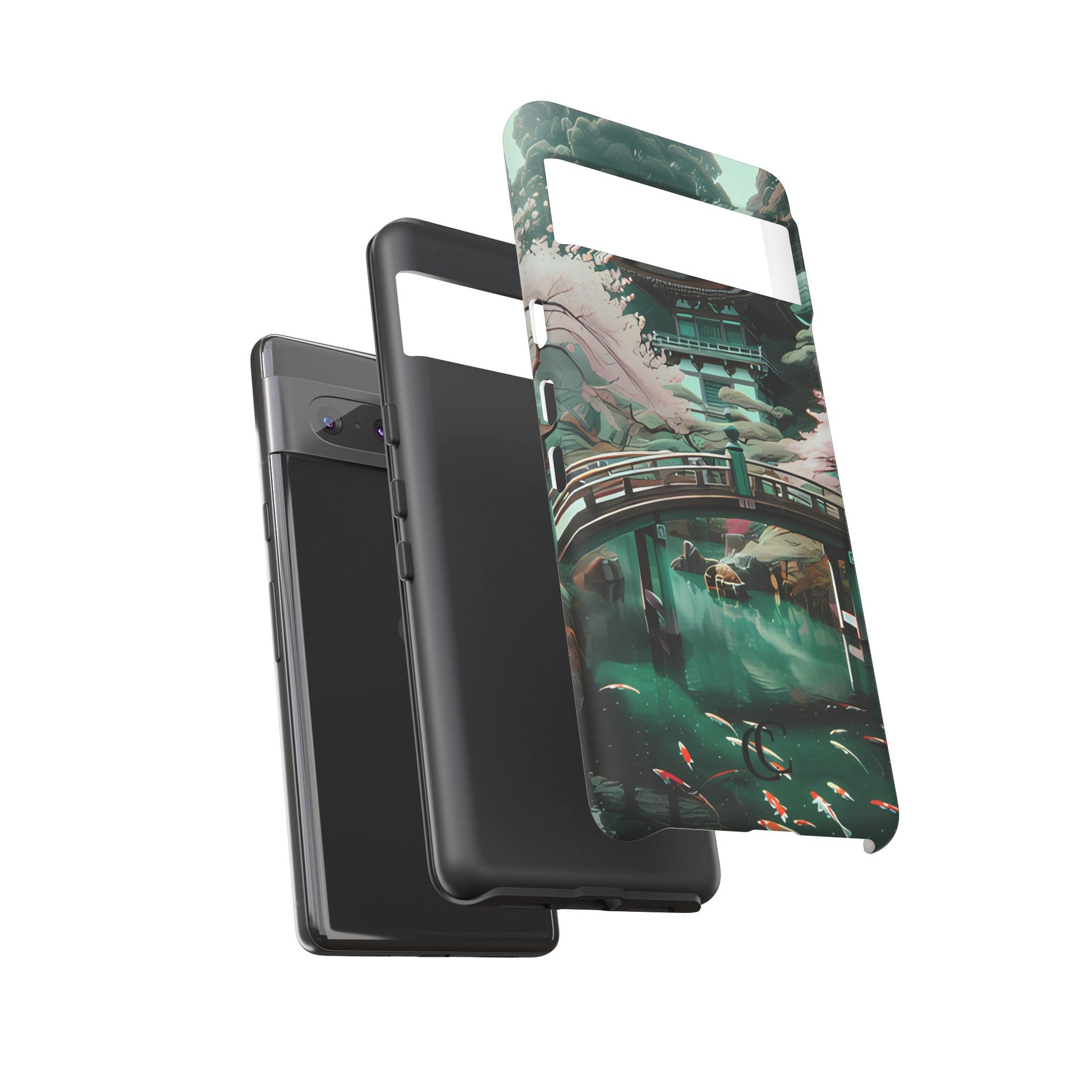 Nature-Inspired Phone Case, Aesthetic Phone Cover, Floral Case, Koi Pond Design, Gift for Nature Lovers