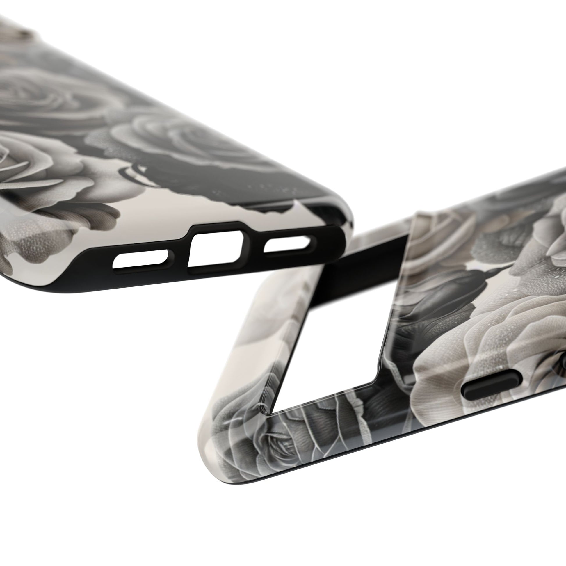 Elegant Floral Phone Case | Tough Cases with Black and White Roses | Stylish Gift for Her, Google Pixel Case, Vintage Design