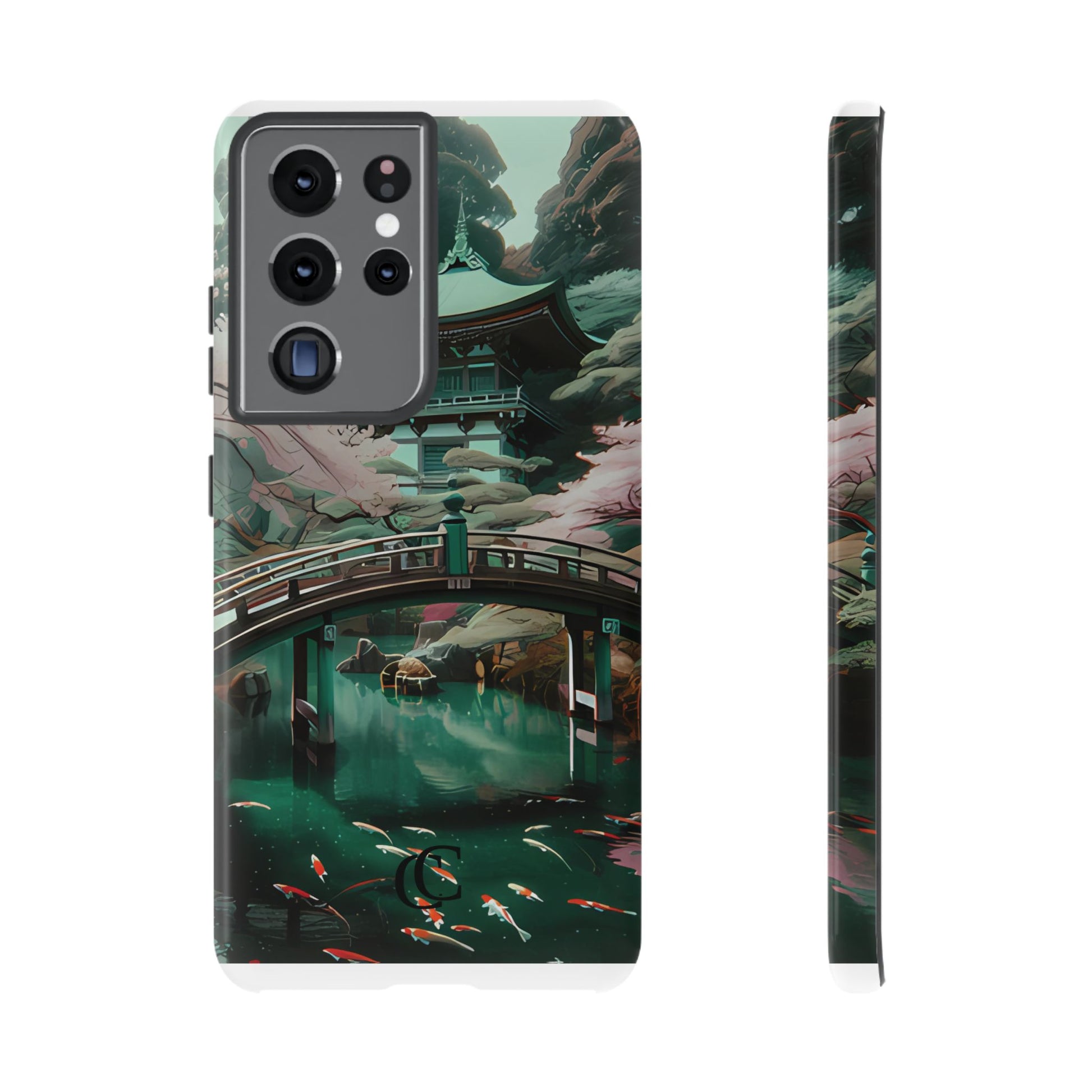 Nature-Inspired Phone Case, Aesthetic Phone Cover, Floral Case, Koi Pond Design, Gift for Nature Lovers