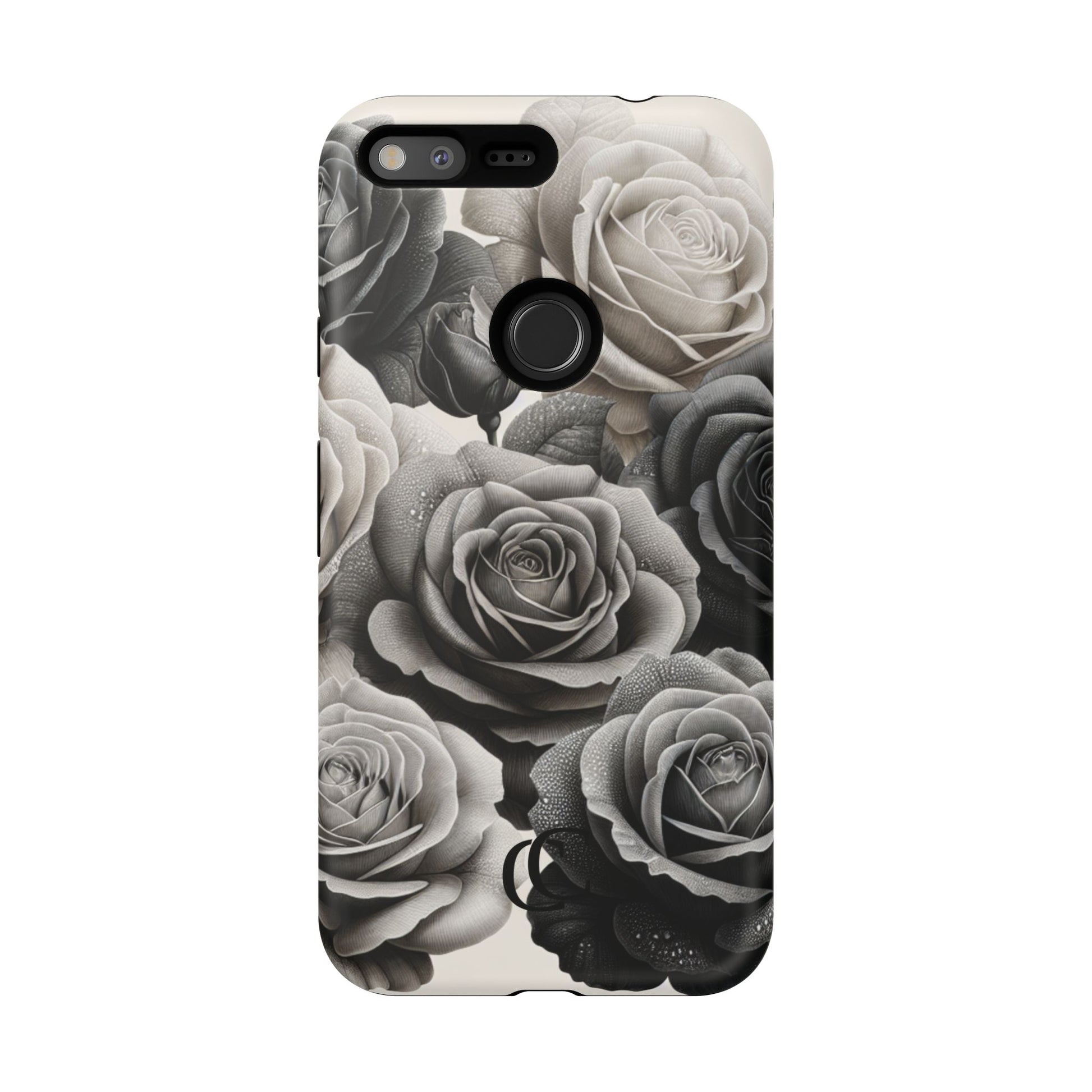 Elegant Floral Phone Case | Tough Cases with Black and White Roses | Stylish Gift for Her, Google Pixel Case, Vintage Design