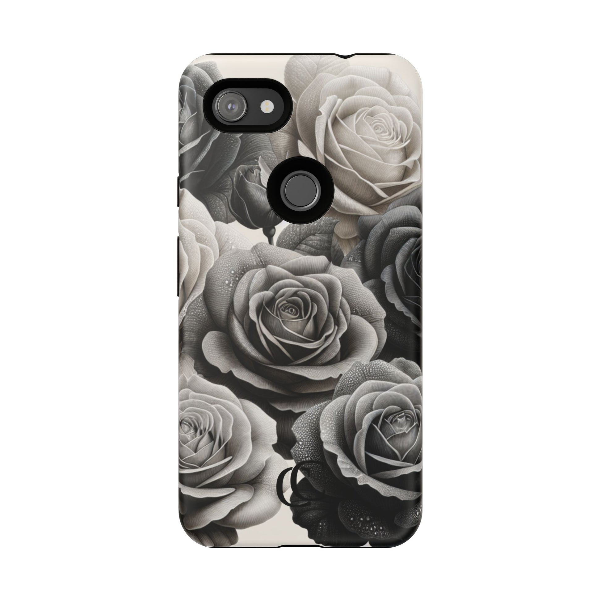 Elegant Floral Phone Case | Tough Cases with Black and White Roses | Stylish Gift for Her, Google Pixel Case, Vintage Design
