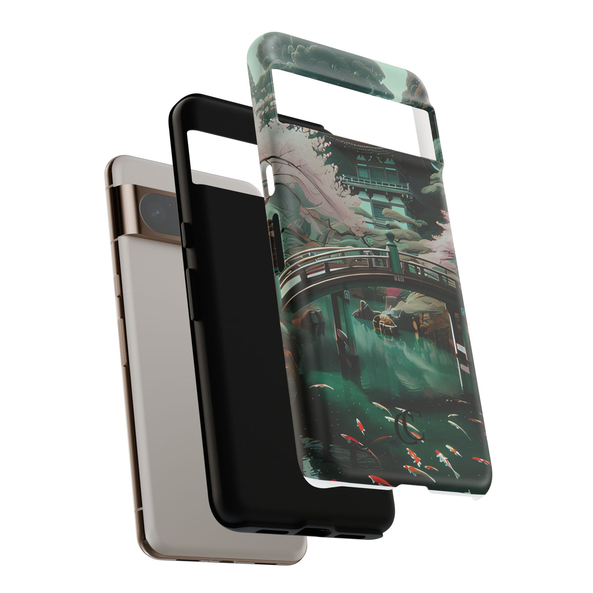 Nature-Inspired Phone Case, Aesthetic Phone Cover, Floral Case, Koi Pond Design, Gift for Nature Lovers