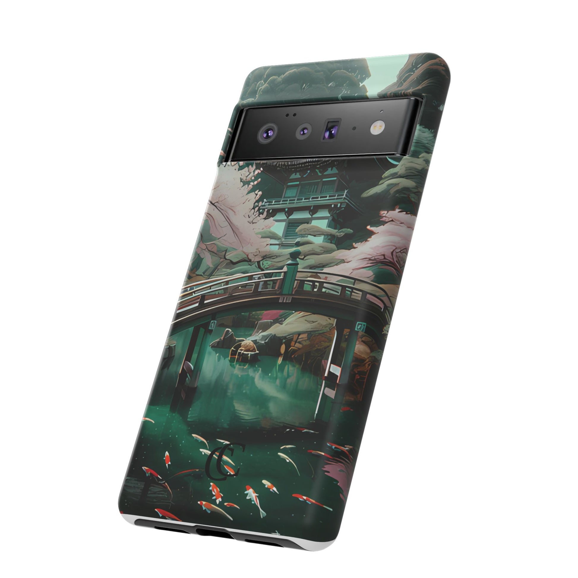 Nature-Inspired Phone Case, Aesthetic Phone Cover, Floral Case, Koi Pond Design, Gift for Nature Lovers